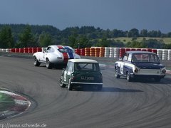 Mini Cooper S Baujahr 1964, Ford Lotus Cortina Baujahr 1965, Jaguar E-Type