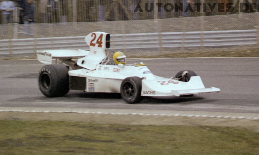 Harald Ertl im Hesketh 308B beim 1976 Race of Champions in Brands Hatch.