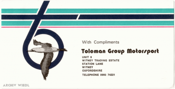 Briefbogen der Toleman Group Motorsport