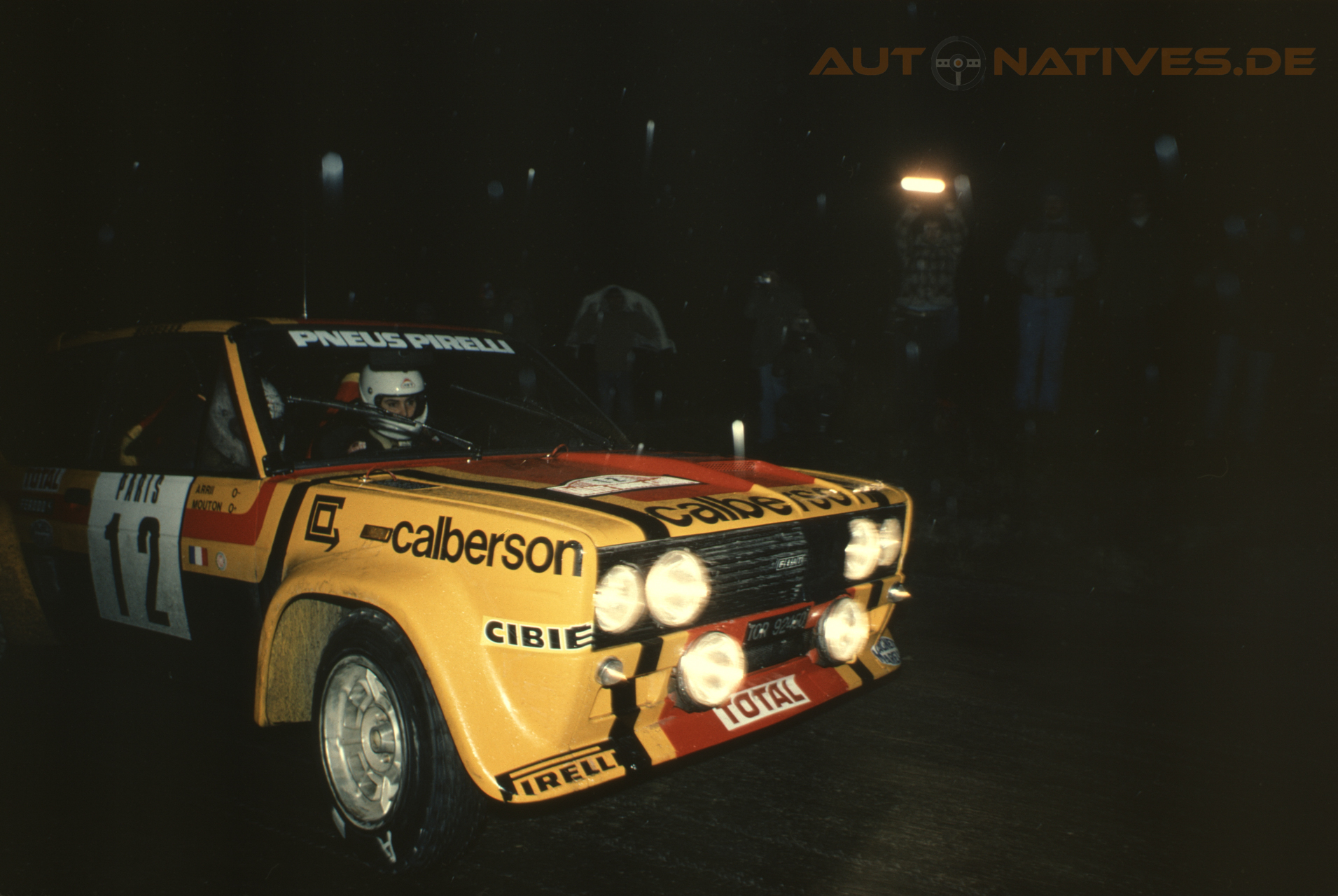 Michèle Mouton im Fiat 131 Abarth bei der Rallye Monte Carlo