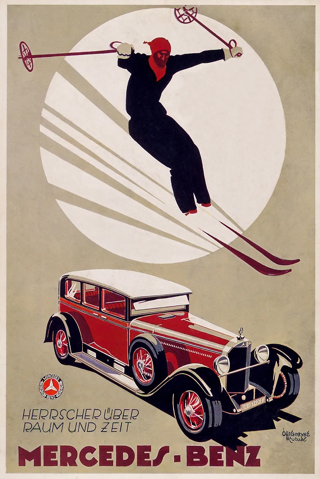 Mercedes-Benz Werbeanzeige von 1928: Herrscher über Raum und Zeit