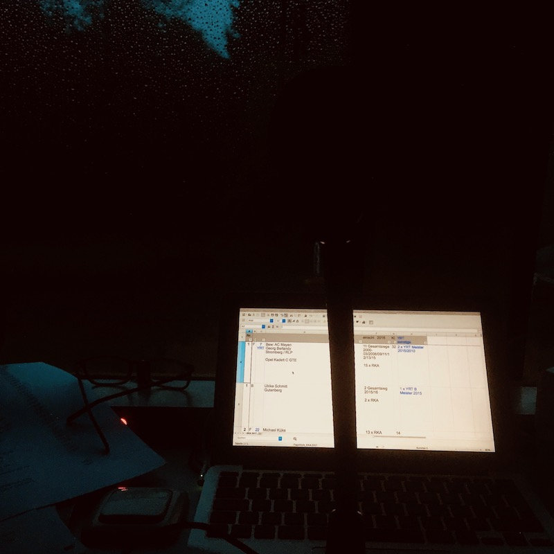 Starterliste auf dem Laptop