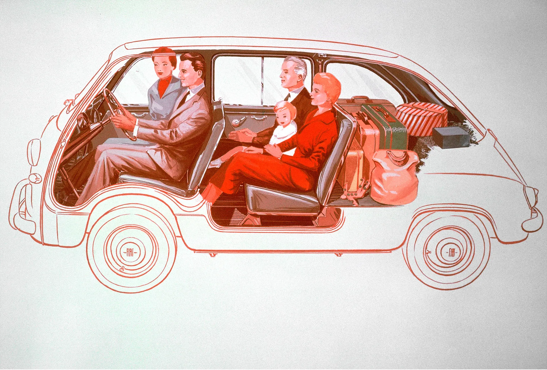 Skizze des Fiat 600 Multipla