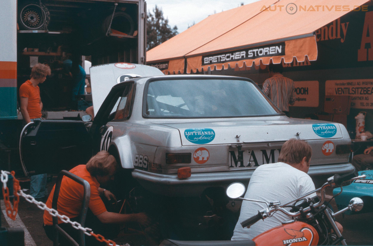 Le Mans 1978, Fahrerlager, AMG und der Mercedes-Benz 450 SLC AMG in Le Mans 1978