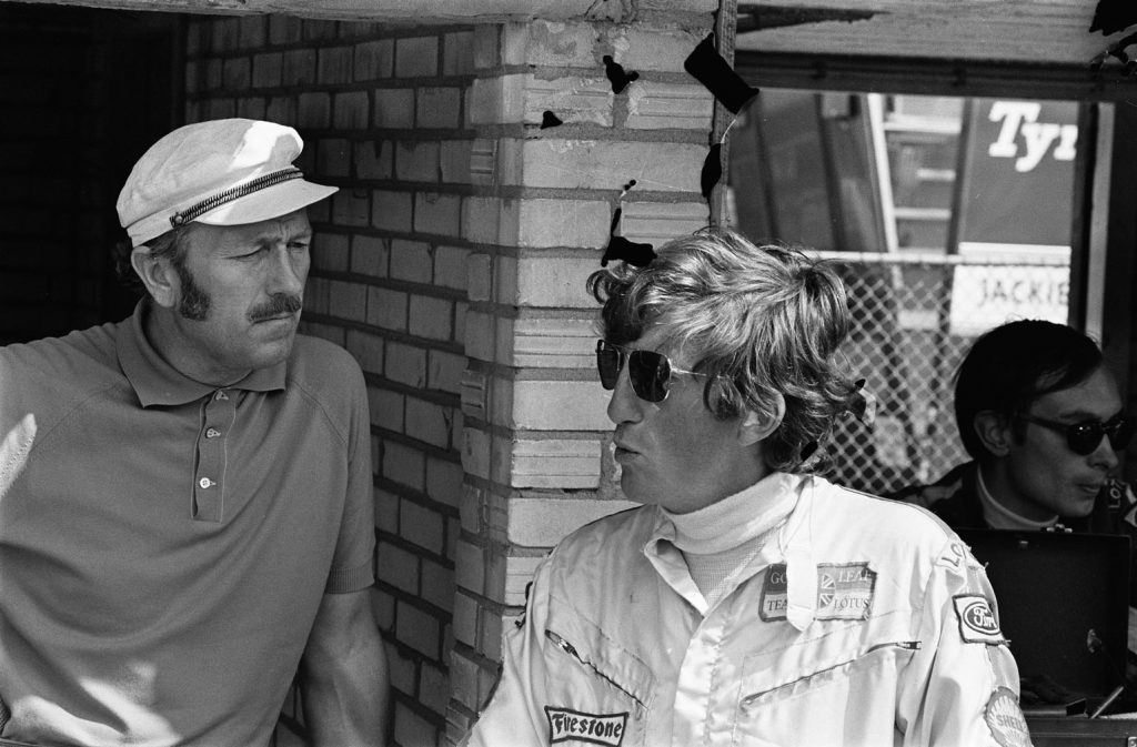 Colin Chapman (links) und Jochen Rindt 1969 in Zandvoort.