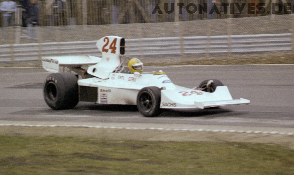 Harald Ertl im Hesketh 308B beim 1976 Race of Champions in Brands Hatch