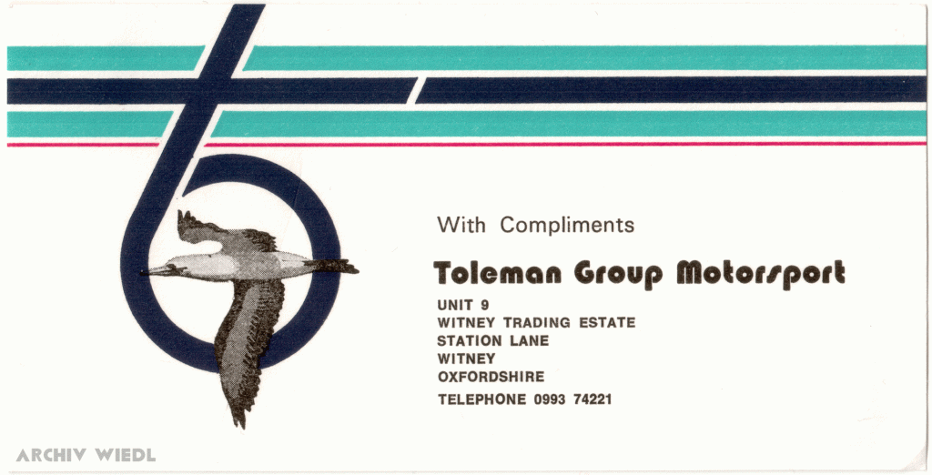 Briefbogen der Toleman Group Motorsport 