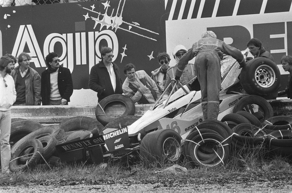 Unfall von René Arnoux beim Großen Preis der Niederlande im Juli 1982