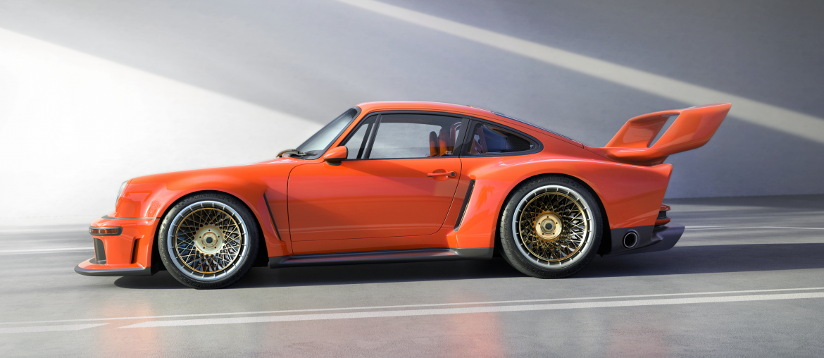 Seitenansicht des „Porsche 911 reimagined by Singer – DLS Turbo” in der Track-Version