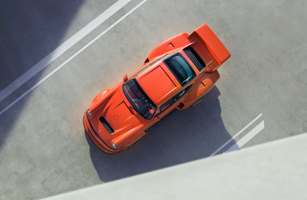 Der „Porsche 911 reimagined by Singer – DLS Turbo” in der Track-Version von oben.