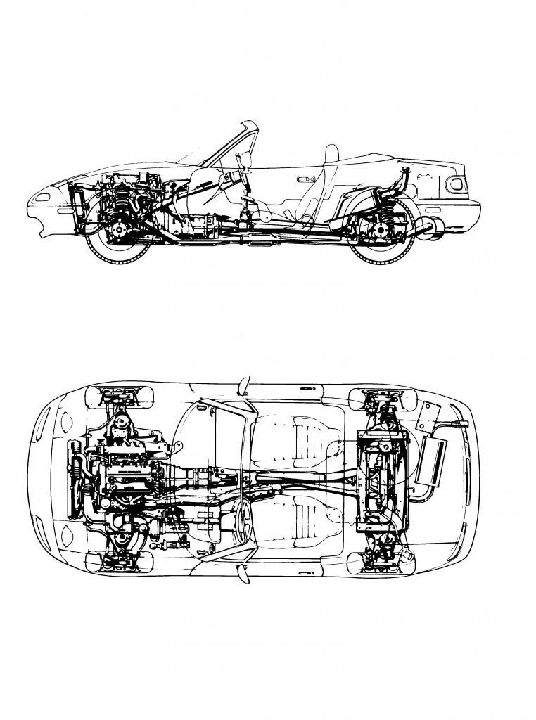 Schnittzeichnung des Mazda MX-5