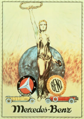 Werbeplakat aus dem Jahr 1926 zur Fusion von Daimler und Benz